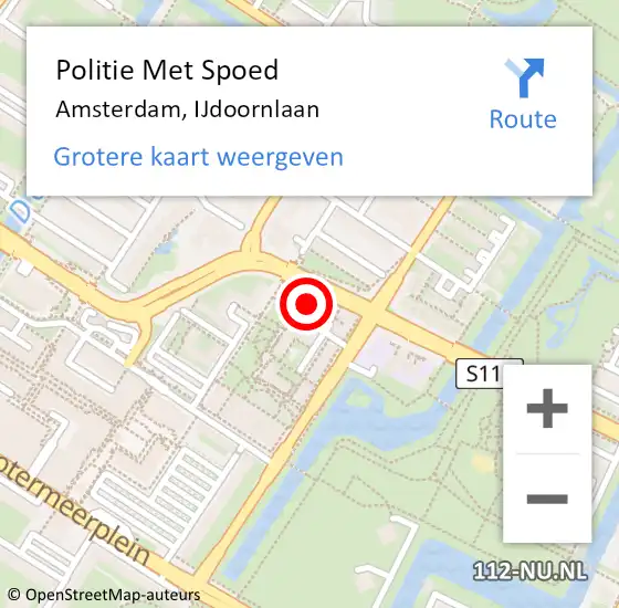 Locatie op kaart van de 112 melding: Politie Met Spoed Naar Amsterdam, IJdoornlaan op 5 oktober 2024 11:27