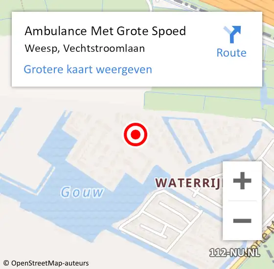 Locatie op kaart van de 112 melding: Ambulance Met Grote Spoed Naar Weesp, Vechtstroomlaan op 5 oktober 2024 11:35