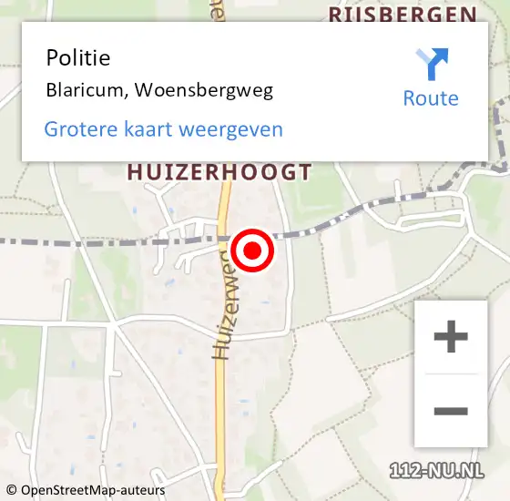 Locatie op kaart van de 112 melding: Politie Blaricum, Woensbergweg op 5 oktober 2024 11:36