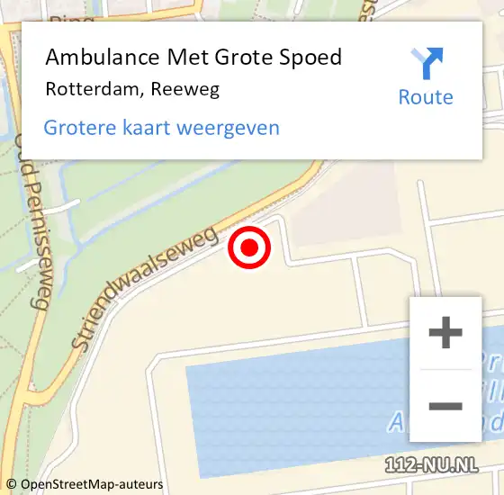 Locatie op kaart van de 112 melding: Ambulance Met Grote Spoed Naar Rotterdam, Reeweg op 5 oktober 2024 11:39