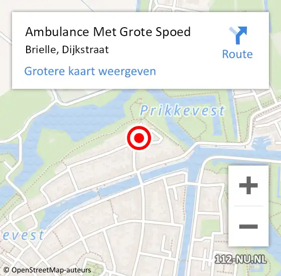 Locatie op kaart van de 112 melding: Ambulance Met Grote Spoed Naar Brielle, Dijkstraat op 5 oktober 2024 12:05