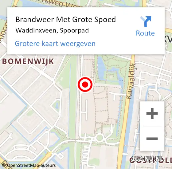 Locatie op kaart van de 112 melding: Brandweer Met Grote Spoed Naar Waddinxveen, Spoorpad op 5 oktober 2024 12:06