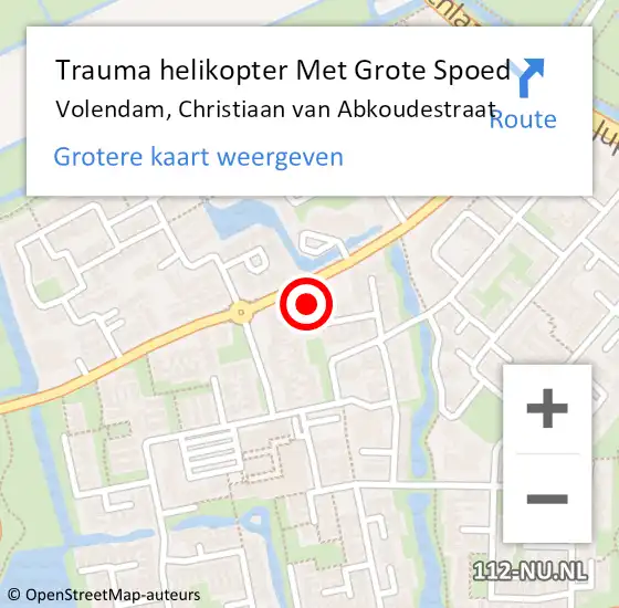 Locatie op kaart van de 112 melding: Trauma helikopter Met Grote Spoed Naar Volendam, Christiaan van Abkoudestraat op 5 oktober 2024 12:09