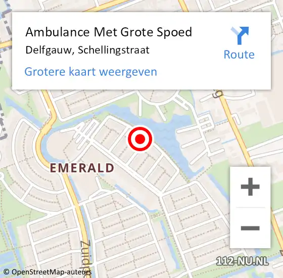 Locatie op kaart van de 112 melding: Ambulance Met Grote Spoed Naar Delfgauw, Schellingstraat op 5 oktober 2024 12:33