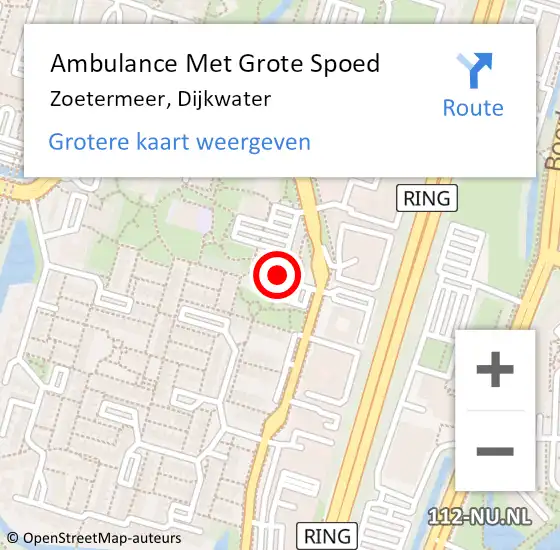 Locatie op kaart van de 112 melding: Ambulance Met Grote Spoed Naar Zoetermeer, Dijkwater op 5 oktober 2024 12:34