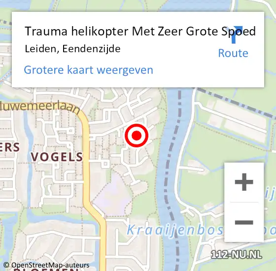 Locatie op kaart van de 112 melding: Trauma helikopter Met Zeer Grote Spoed Naar Leiden, Eendenzijde op 5 oktober 2024 12:46