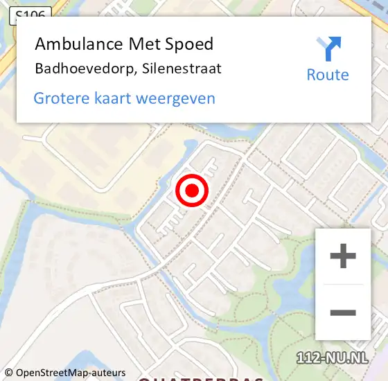 Locatie op kaart van de 112 melding: Ambulance Met Spoed Naar Badhoevedorp, Silenestraat op 5 oktober 2024 13:15