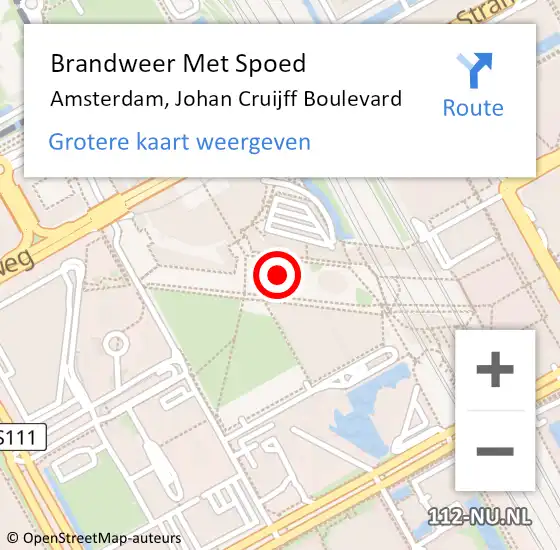 Locatie op kaart van de 112 melding: Brandweer Met Spoed Naar Amsterdam, Johan Cruijff Boulevard op 5 oktober 2024 13:19