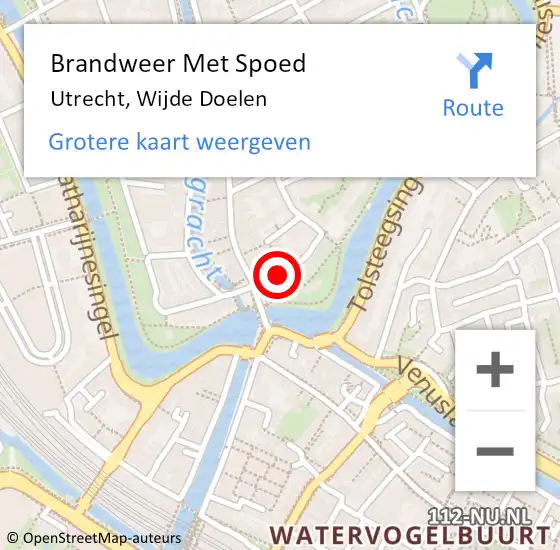 Locatie op kaart van de 112 melding: Brandweer Met Spoed Naar Utrecht, Wijde Doelen op 5 oktober 2024 13:23