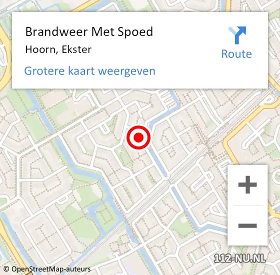 Locatie op kaart van de 112 melding: Brandweer Met Spoed Naar Hoorn, Ekster op 5 oktober 2024 13:35