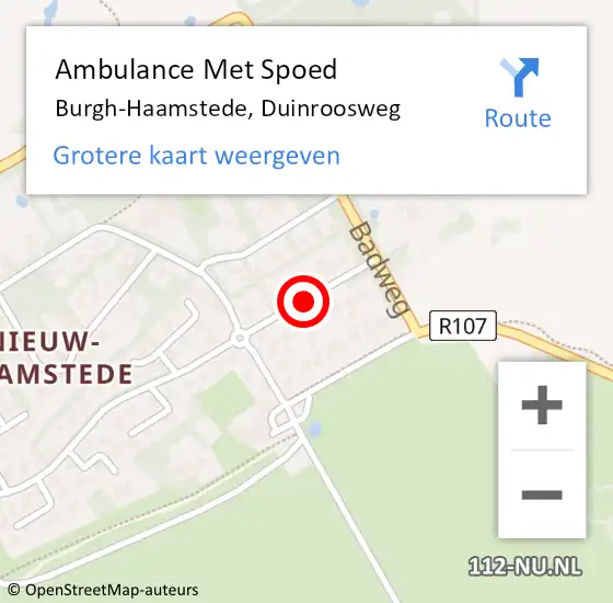 Locatie op kaart van de 112 melding: Ambulance Met Spoed Naar Burgh-Haamstede, Duinroosweg op 22 oktober 2014 11:32