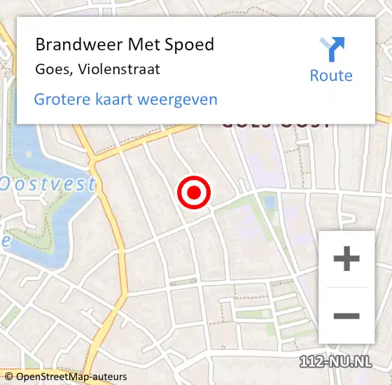 Locatie op kaart van de 112 melding: Brandweer Met Spoed Naar Goes, Violenstraat op 5 oktober 2024 13:39