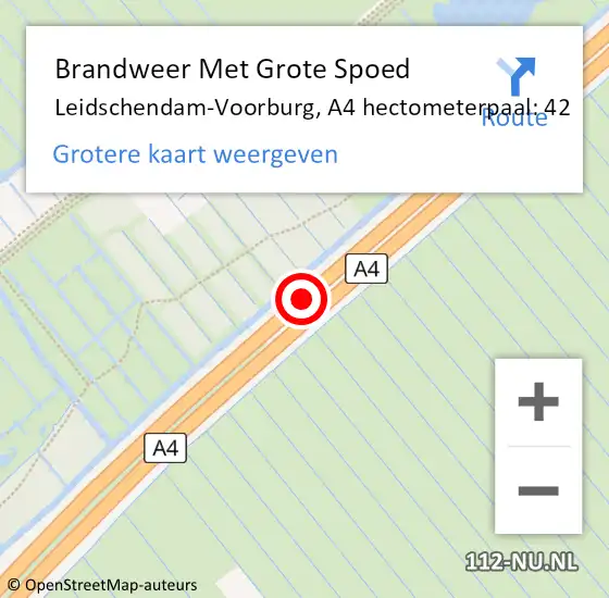 Locatie op kaart van de 112 melding: Brandweer Met Grote Spoed Naar Leidschendam-Voorburg, A4 hectometerpaal: 42 op 5 oktober 2024 13:46