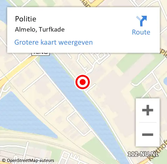 Locatie op kaart van de 112 melding: Politie Almelo, Turfkade op 5 oktober 2024 13:57