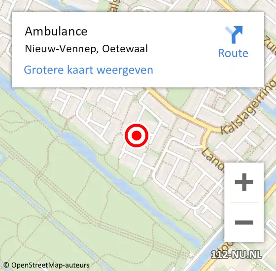 Locatie op kaart van de 112 melding: Ambulance Nieuw-Vennep, Oetewaal op 5 oktober 2024 14:04