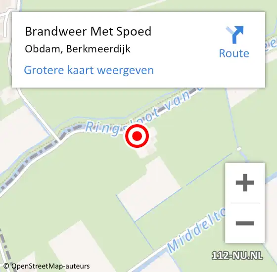 Locatie op kaart van de 112 melding: Brandweer Met Spoed Naar Obdam, Berkmeerdijk op 5 oktober 2024 14:05