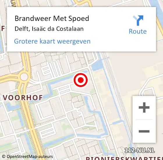 Locatie op kaart van de 112 melding: Brandweer Met Spoed Naar Delft, Isaäc da Costalaan op 5 oktober 2024 14:12