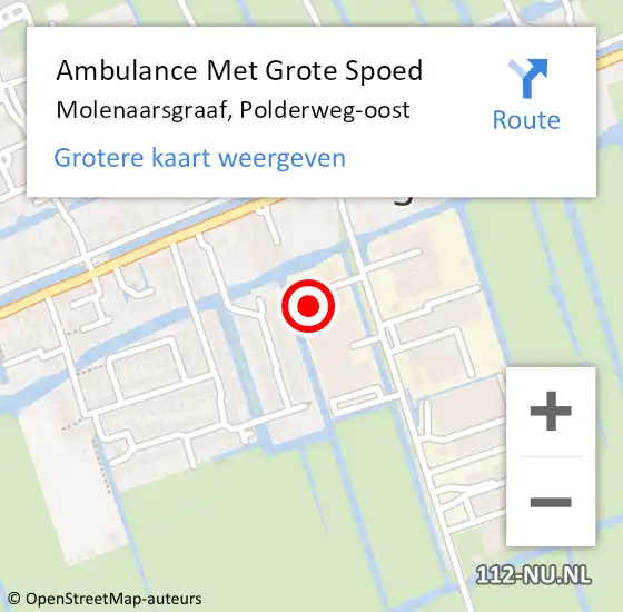 Locatie op kaart van de 112 melding: Ambulance Met Grote Spoed Naar Molenaarsgraaf, Polderweg-oost op 5 oktober 2024 14:14