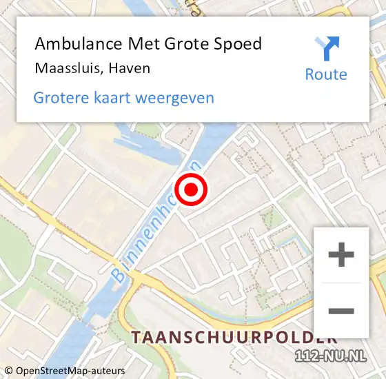 Locatie op kaart van de 112 melding: Ambulance Met Grote Spoed Naar Maassluis, Haven op 5 oktober 2024 14:16