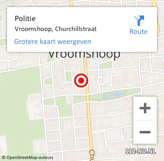 Locatie op kaart van de 112 melding: Politie Vroomshoop, Churchillstraat op 5 oktober 2024 14:19