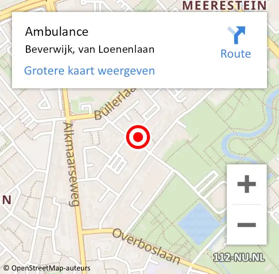 Locatie op kaart van de 112 melding: Ambulance Beverwijk, van Loenenlaan op 5 oktober 2024 14:23