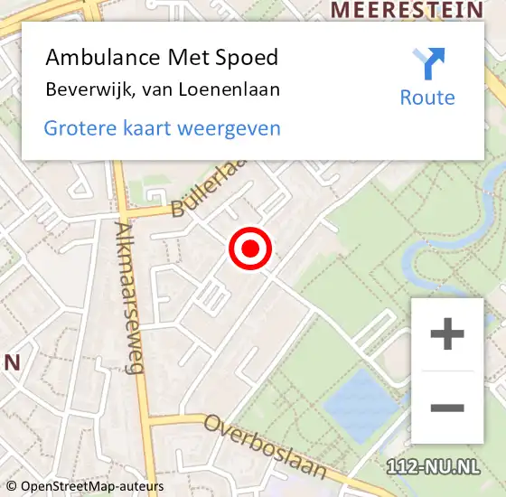 Locatie op kaart van de 112 melding: Ambulance Met Spoed Naar Beverwijk, van Loenenlaan op 5 oktober 2024 14:23