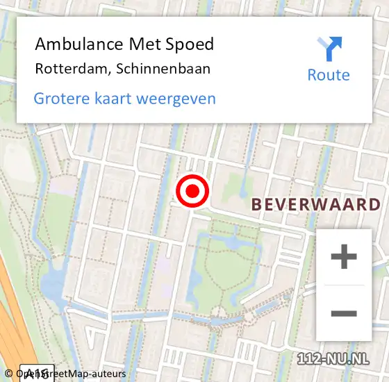 Locatie op kaart van de 112 melding: Ambulance Met Spoed Naar Rotterdam, Schinnenbaan op 5 oktober 2024 14:24