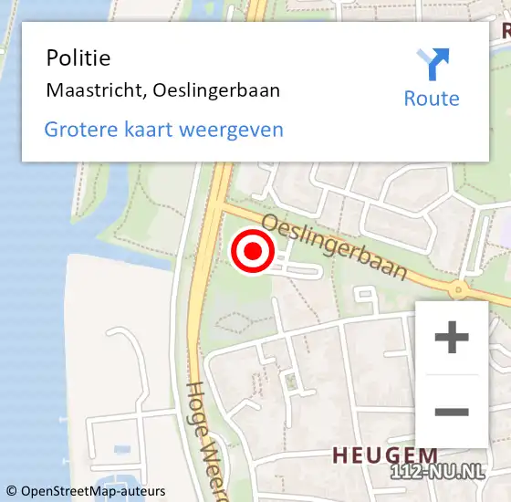 Locatie op kaart van de 112 melding: Politie Maastricht, Oeslingerbaan op 5 oktober 2024 14:30