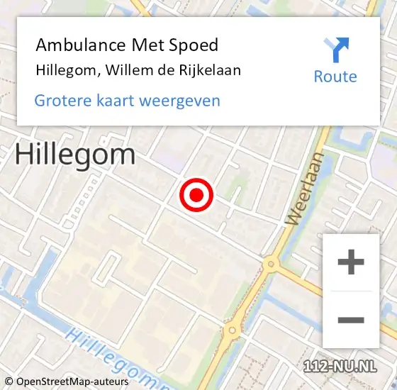 Locatie op kaart van de 112 melding: Ambulance Met Spoed Naar Hillegom, Willem de Rijkelaan op 5 oktober 2024 14:52