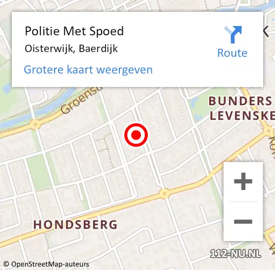 Locatie op kaart van de 112 melding: Politie Met Spoed Naar Oisterwijk, Baerdijk op 5 oktober 2024 14:53