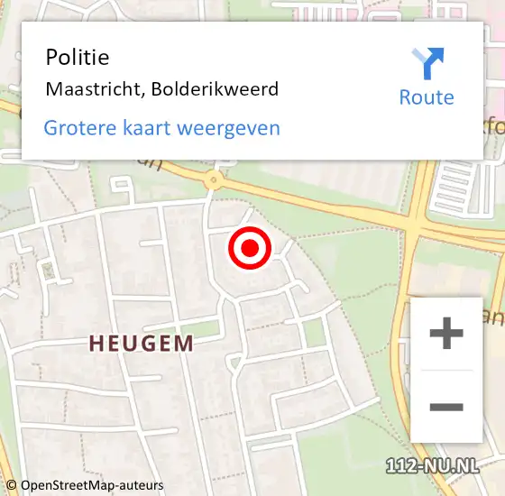 Locatie op kaart van de 112 melding: Politie Maastricht, Bolderikweerd op 5 oktober 2024 14:58