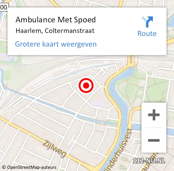 Locatie op kaart van de 112 melding: Ambulance Met Spoed Naar Haarlem, Coltermanstraat op 5 oktober 2024 15:06