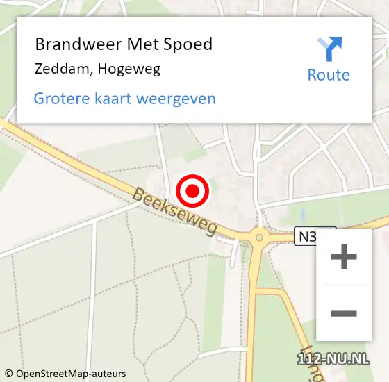 Locatie op kaart van de 112 melding: Brandweer Met Spoed Naar Zeddam, Hogeweg op 5 oktober 2024 15:08