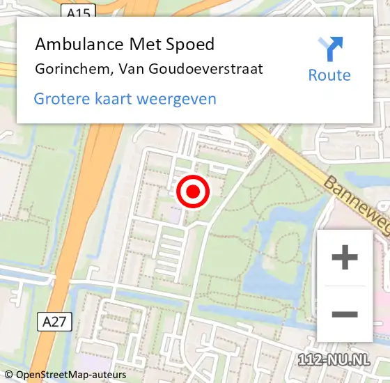 Locatie op kaart van de 112 melding: Ambulance Met Spoed Naar Gorinchem, Van Goudoeverstraat op 5 oktober 2024 15:10