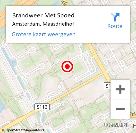 Locatie op kaart van de 112 melding: Brandweer Met Spoed Naar Amsterdam, Maasdrielhof op 5 oktober 2024 15:10