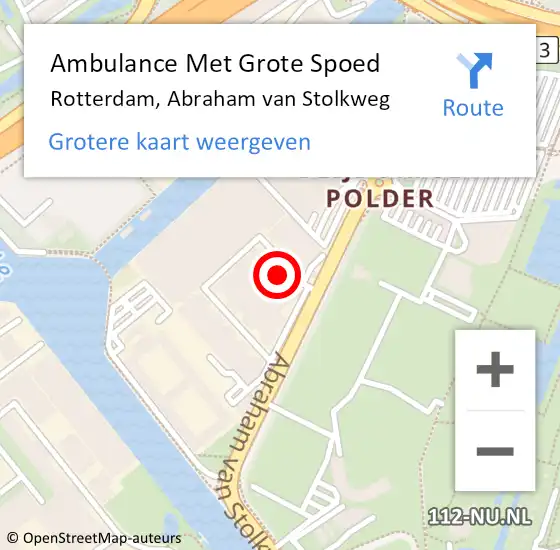 Locatie op kaart van de 112 melding: Ambulance Met Grote Spoed Naar Rotterdam, Abraham van Stolkweg op 5 oktober 2024 15:26