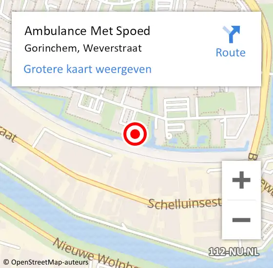 Locatie op kaart van de 112 melding: Ambulance Met Spoed Naar Gorinchem, Weverstraat op 5 oktober 2024 15:26