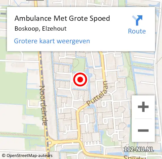 Locatie op kaart van de 112 melding: Ambulance Met Grote Spoed Naar Boskoop, Elzehout op 5 oktober 2024 15:28