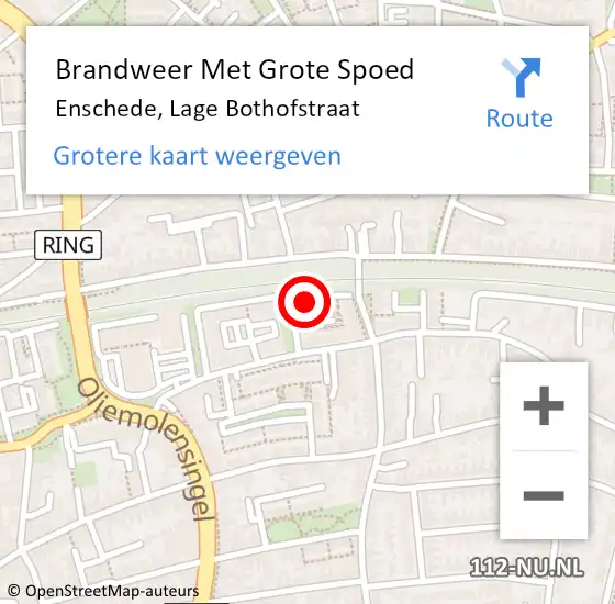 Locatie op kaart van de 112 melding: Brandweer Met Grote Spoed Naar Enschede, Lage Bothofstraat op 5 oktober 2024 15:31