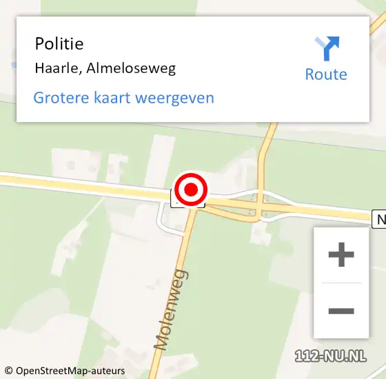 Locatie op kaart van de 112 melding: Politie Haarle, Almeloseweg op 5 oktober 2024 15:35