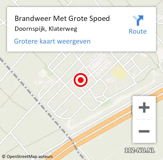 Locatie op kaart van de 112 melding: Brandweer Met Grote Spoed Naar Doornspijk, Klaterweg op 5 oktober 2024 15:41