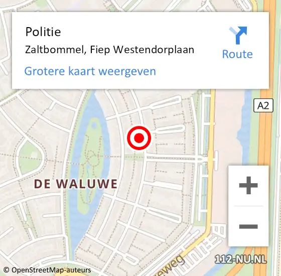 Locatie op kaart van de 112 melding: Politie Zaltbommel, Fiep Westendorplaan op 5 oktober 2024 15:44