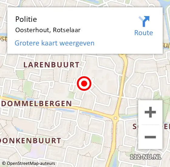 Locatie op kaart van de 112 melding: Politie Oosterhout, Rotselaar op 5 oktober 2024 15:49