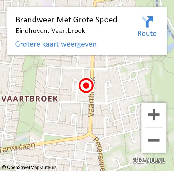 Locatie op kaart van de 112 melding: Brandweer Met Grote Spoed Naar Eindhoven, Vaartbroek op 5 oktober 2024 15:53