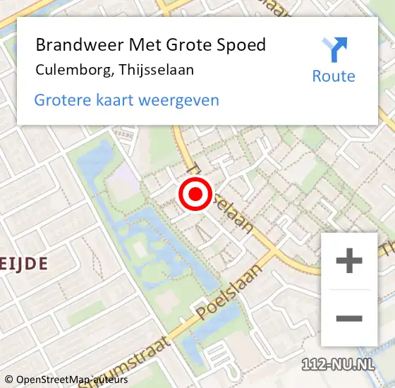 Locatie op kaart van de 112 melding: Brandweer Met Grote Spoed Naar Culemborg, Thijsselaan op 5 oktober 2024 15:57