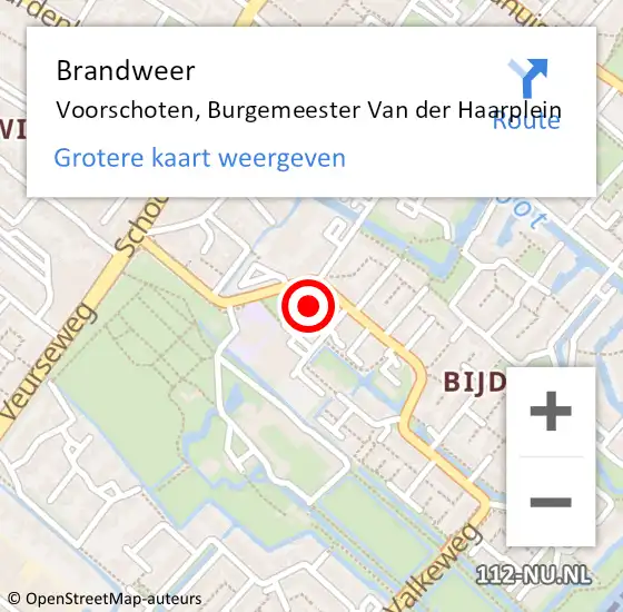 Locatie op kaart van de 112 melding: Brandweer Voorschoten, Burgemeester Van der Haarplein op 5 oktober 2024 15:58