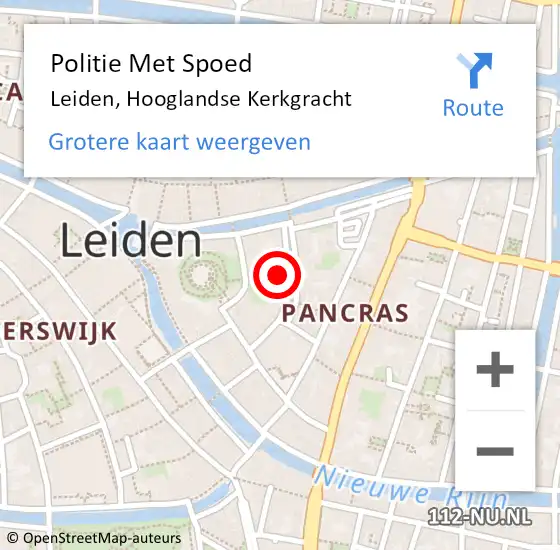 Locatie op kaart van de 112 melding: Politie Met Spoed Naar Leiden, Hooglandse Kerkgracht op 5 oktober 2024 16:39