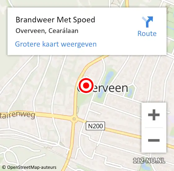 Locatie op kaart van de 112 melding: Brandweer Met Spoed Naar Overveen, Cearálaan op 5 oktober 2024 16:39