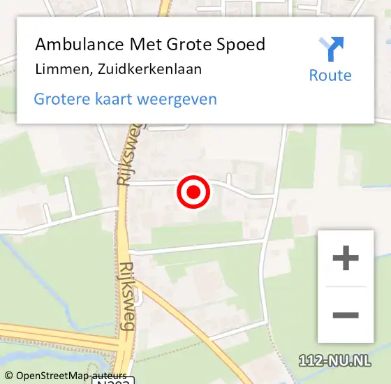 Locatie op kaart van de 112 melding: Ambulance Met Grote Spoed Naar Limmen, Zuidkerkenlaan op 5 oktober 2024 16:54