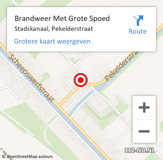 Locatie op kaart van de 112 melding: Brandweer Met Grote Spoed Naar Stadskanaal, Pekelderstraat op 5 oktober 2024 17:11